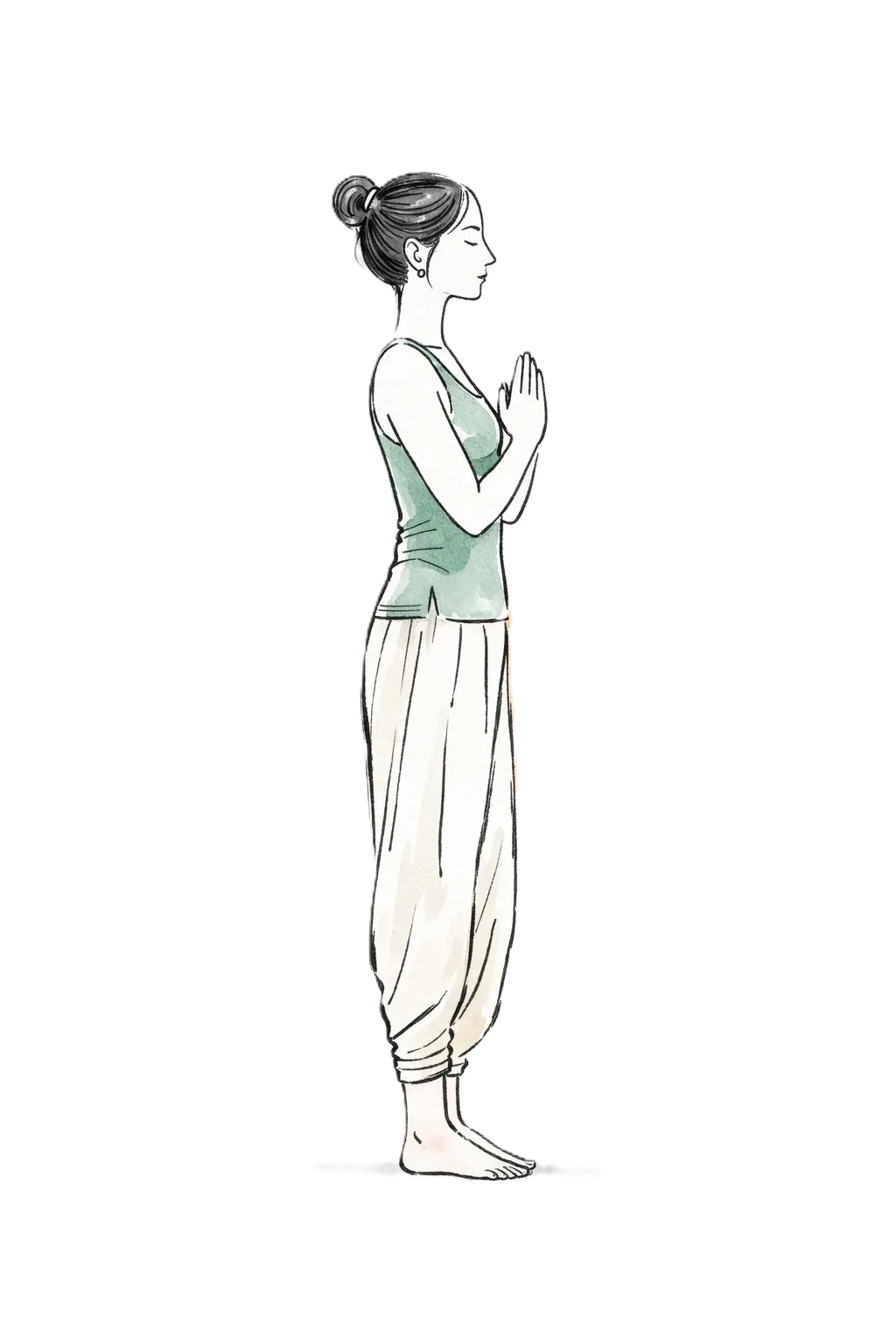Step 1 of 12 — Pranam Asana: prayer pose